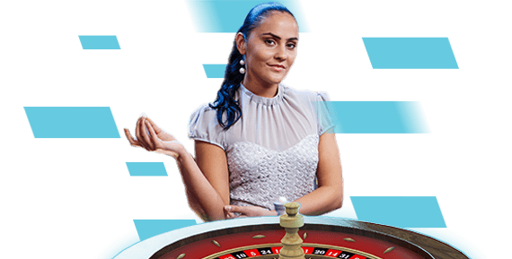 Lady dealer standing by roulette table. Introducing Live Games